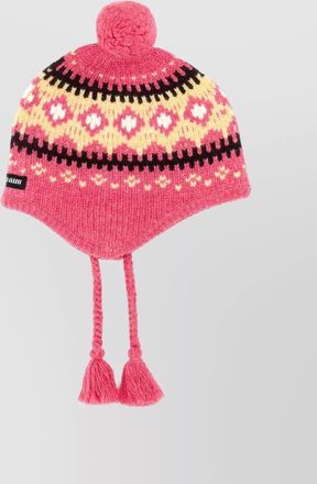 Miu Miu wool beanie hat braided tassels detail