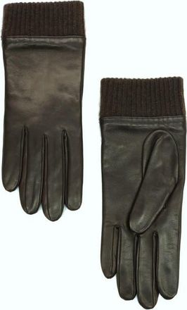 Portolano Leather Gloves with Cashmere cuff in Chocolate at Nordstrom, Size X-Large