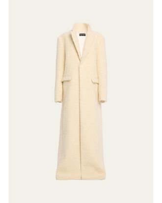 Sergio Hudson Single-Breasted Teddy Boucle Long Coat