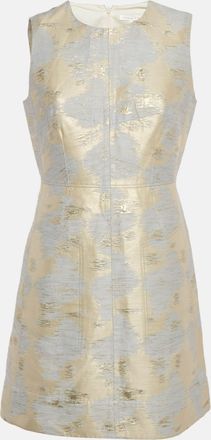 Paule Ka Grey/cream Lurex Jacquard Mini Dress
