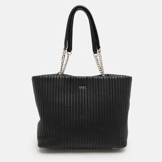 DKNY Dkny Black Quilted Leather Chain Tote
