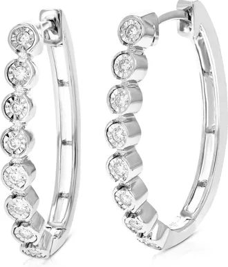 Vir Jewels 1/5 cttw Lab Grown Diamond Hoops Earrings in Sterling Silver With Hidden Post For Women