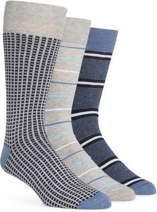 Lorenzo Uomo Assorted 3-Pack Crew Socks in Grey at Nordstrom Rack