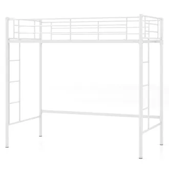 Costway Costway Metal Loft Bed Space-saving Loft Bed Frame with 2 Ladders in White