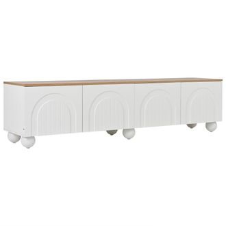 Urban Meuble Mueble TV blanco con tapa efecto madera y patas esf&eacute;ricas