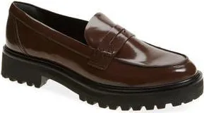 Reformation Agathea Platform Penny Loafer in Espresso Leather at Nordstrom Rack, Size 10