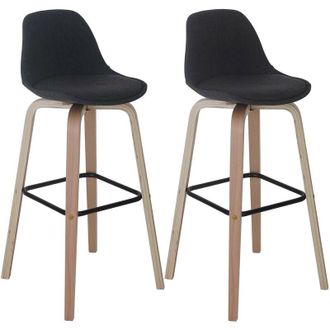 Hhg Hhg - Nunca Usado] Juego De 2 Taburetes De Bar 334, Taburete De Bar Con Respaldo, Textil, Gris Oscuro