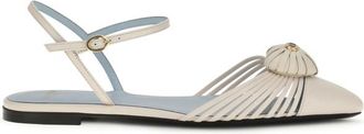 Valentino Garavani Beige Ankle-strap Ballet Flats