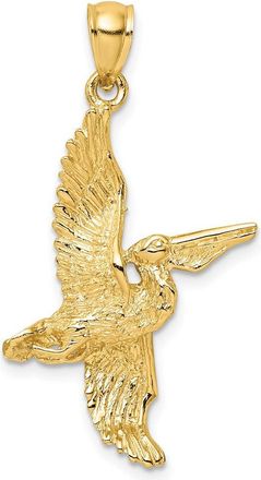 Diamond2Deal 14k Yellow Gold 3-D Pelican Flying Charm