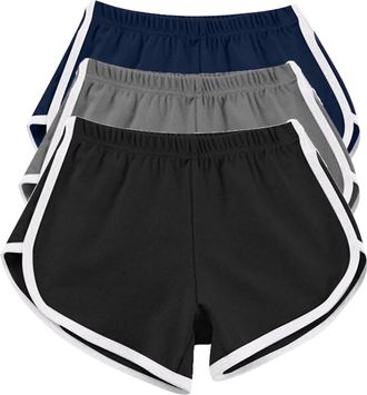 Generic Gym Shorts For Women 3 Pack - 3 Pack Yoga Short Pants Summer Running Shorts Athletic Shorts Dance Gym Workout Elastic Waist Cycling Shorts High Waiste