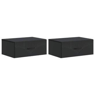 vidaXL Mesita De Noche De Pared 2 Pcs Negro 49 X 34,5 X 20 Cm Vidaxl