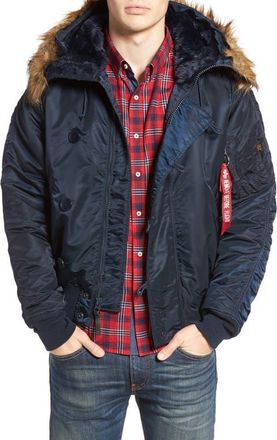 Alpha Industries N-2B Short Hooded Parka in Replica Blue at Nordstrom, Size Xx-Large
