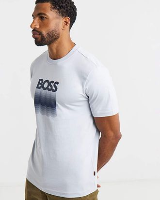 HUGO BOSS Stack Logo T-Shirt - Light Grey