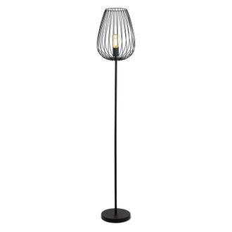Loops Standing Floor Lamp Light Black Steel 1 x 60W E27 Bulb Tall Living Room