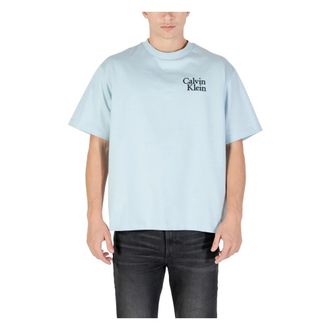 Calvin Klein Jeans T-Shirts, male, Blue, Size: XL Logo Script Graphic Relaxed T-Shirt