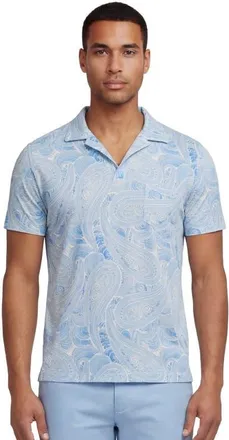 Lords of Harlech Marakesh Paisley Mens Wool Johnny Collar Polo in Marakesh Paisley Teal at Nordstrom, Size Xx-Large