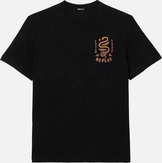 Replay Mens Replay Biker T-Shirt - Black - Size: 42