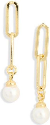 Nordstrom Rack Demi Fine Faux Pearl Paperclip Link Earrings in White- Gold at Nordstrom Rack