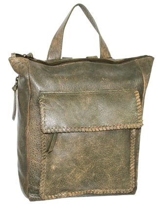 Nino Bossi Aviator Leather Backpack Purse in Green