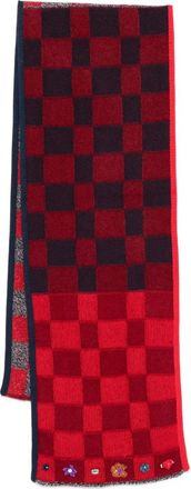 YanYan Knits checked scarf - women - Cotton/Lambs Wool - One Size - Red
