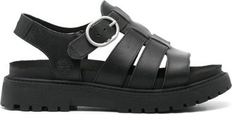 Timberland logo-debossed leather sandals - women - Leather - 7.5 - Black