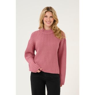 Kaffe KAbess Crew Neck Long Sleeve Pullover in Mesa Rose at Nordstrom, Size X-Large