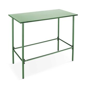 Oviala Mesa alta de comedor de metal verde cactus de 120 cm