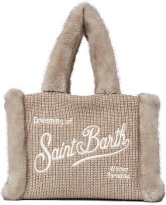 MC2 Saint Barth Beige Ribbed Shearling Colette Tote Bag