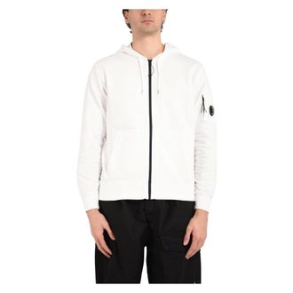 C.P. Company Zip-throughs, male, White, Size: 2XL Zip-through Hooded Sweatshirt