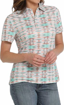 Cinch Womens Polo Short Sleeve Shirt In Multicolor