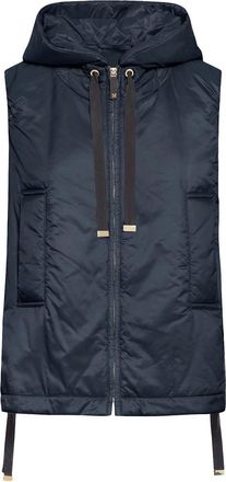 Max Mara Padded Vest With Hood In Waterproof Canvas