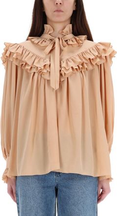 Chlo&eacute; Beige Oversized Solid Shirt
