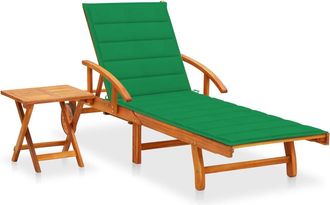 vidaXL Tumbona De Jard&iacute;n Con Mesa Y Coj&iacute;n Madera Maciza De Acacia Vidaxl