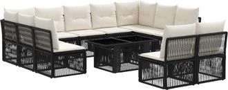 vidaXL Conjunto De Sof&aacute;s De Jard&iacute;n 12 Uds. Negro Rat&aacute;n Sint&eacute;tico Vidaxl