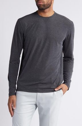 Johnnie-O Course Long Sleeve Performance T-Shirt in Heather Black at Nordstrom, Size Xx-Large