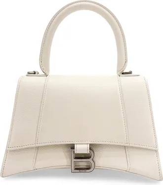 Balenciaga Hourglass Top Handle Leather White Leather Handbag (Pre-Owned)