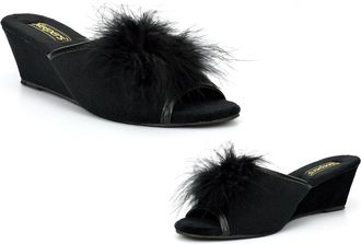 Generic Ladies Wedge Heel Slippers Size 6 Womens Mule Slipper Size 4 Slip On Slipper Womens Mule Slippers Wedge Heel Slip On Lightweight Sizes 3-8 Black 5 UK