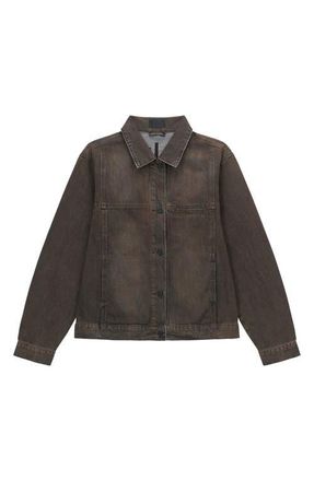 Rta Valentiano Boxy Denim Jacket in Mocha Drift at Nordstrom, Size Xxx-Large