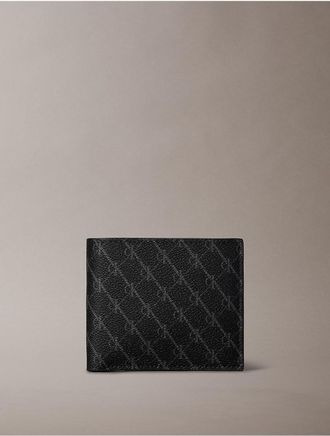 Calvin Klein Mens Textured Monogram Coin Wallet - Black