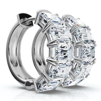 Pompeii3 6Ct Emerald Cut Diamond Hoops 14k Gold Lab Grown Earrings