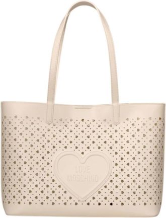 Love Moschino Heart Cut-Out Tote Bag - Dames - Shoppers - Wit - ONE Size - Tassen