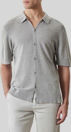 Robert Barakett Kestrel Short Sleeve Linen & Cotton Cardigan in Grey at Nordstrom, Size Xx-Large