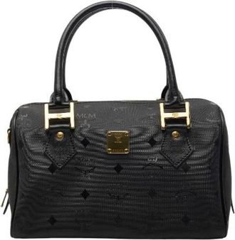 MCM Pre-owned Handbags, female, Black, Size: ONE SIZE Pre-owned Visetos Monogram Nylon Leather Handbag