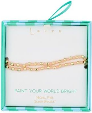 Leith Beaded 2-Row Slider Bracelet in Peach- Gold at Nordstrom Rack