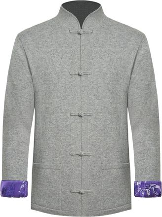 Shanghai Tang Mandarin collar jacket - men - Polyester/Wool - 50 - Grey