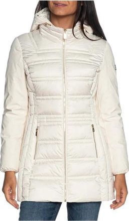 Yes-Zee Gladde Inzet Dames Puffer Jas - Dames - Winterjassen - Wit - XL - Polyester - Jassen