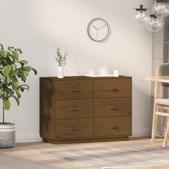 vidaXL Vidaxl - Aparador De Madera Maciza De Pino Marr&oacute;n Miel 100x40x75 Cm