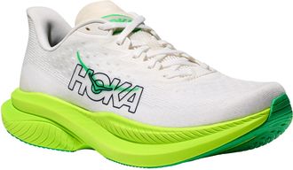 Hoka One One Laufschuh HOKA ONE ONE MACH 6, Herren, Gr. 42, wei&szlig;, neon lime, Synthetik, Textil, mehrfarbig, Schuhe Laufschuh, mit Super-Critical-Foaming-Technologi