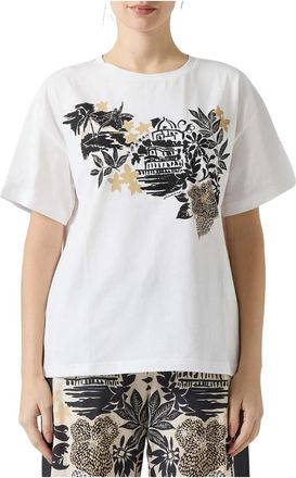 Ermanno Scervino T-shirt met kristallen detail - Dames - T-shirts - Wit - XL - Katoen - Tops
