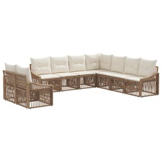 vidaXL Conjunto De Sof&aacute;s De Jard&iacute;n 9 Pcs Beige Rat&aacute;n Sint&eacute;tico Vidaxl
